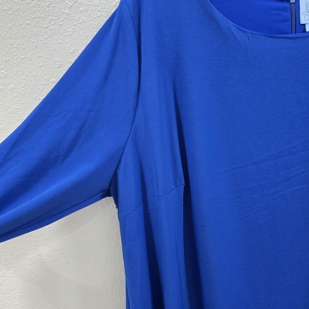CeCe Qomens 3/4 Sleeve Moss Crepe Dress Blue Size 24W. - Picture 3 of 16